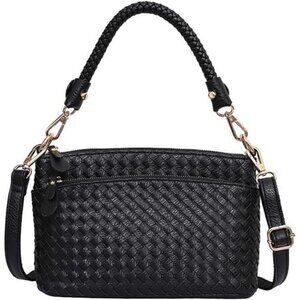 Vegan Leather Tote Bag With Adjustable Strap Black